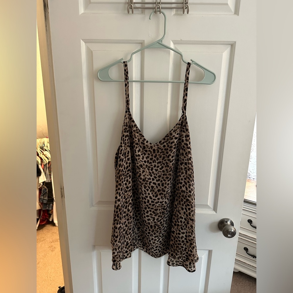 Torrid Sophie Chiffon Cheetah Print Double Layer Swing Cami size 2